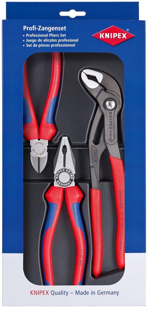 Kleště kombinované, štípací a instalatérské (SIKO), sada 3 ks - KNIPEX 00 20 09 V01