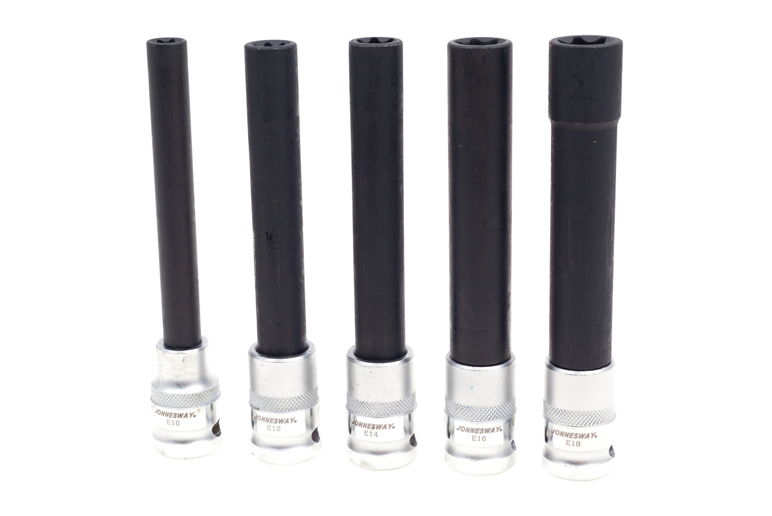 Hlavice 1/2” prodloužené E-TORX E10-E18, na hlavy válců, sada 5 ks - JONNESWAY AI050112