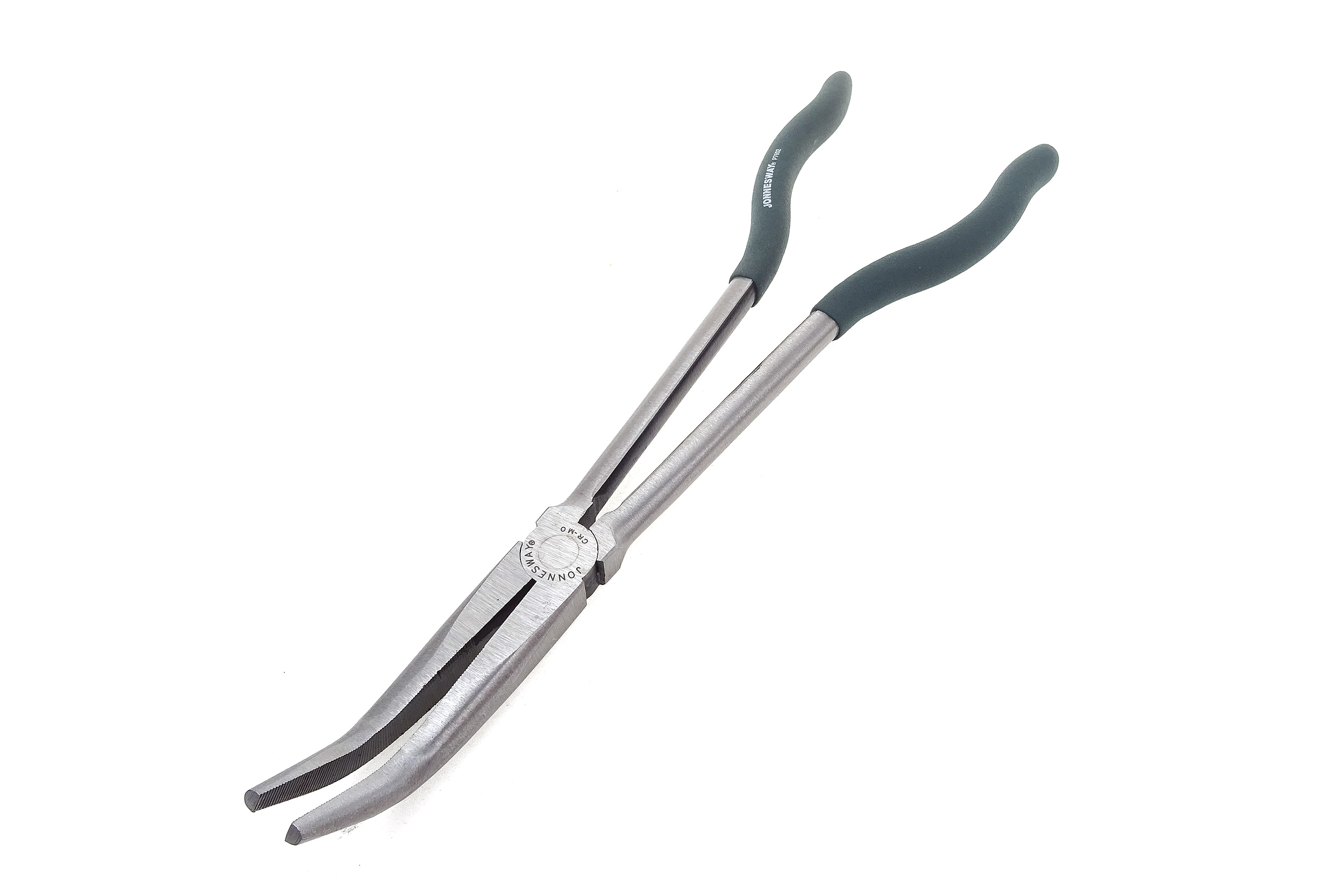 Kleště extra dlouhé, 28 cm, zahnuté 45 stupňů, špičaté čelisti – JONNESWAY P7602