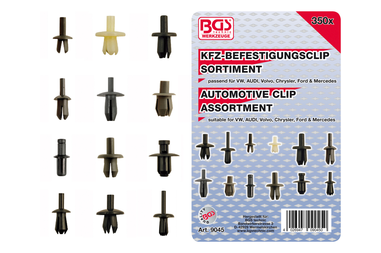 Příchytky čalounění VW, AUDI, FORD, MERCEDES-BENZ, VOLVO, 350 kusů - BGS 9045