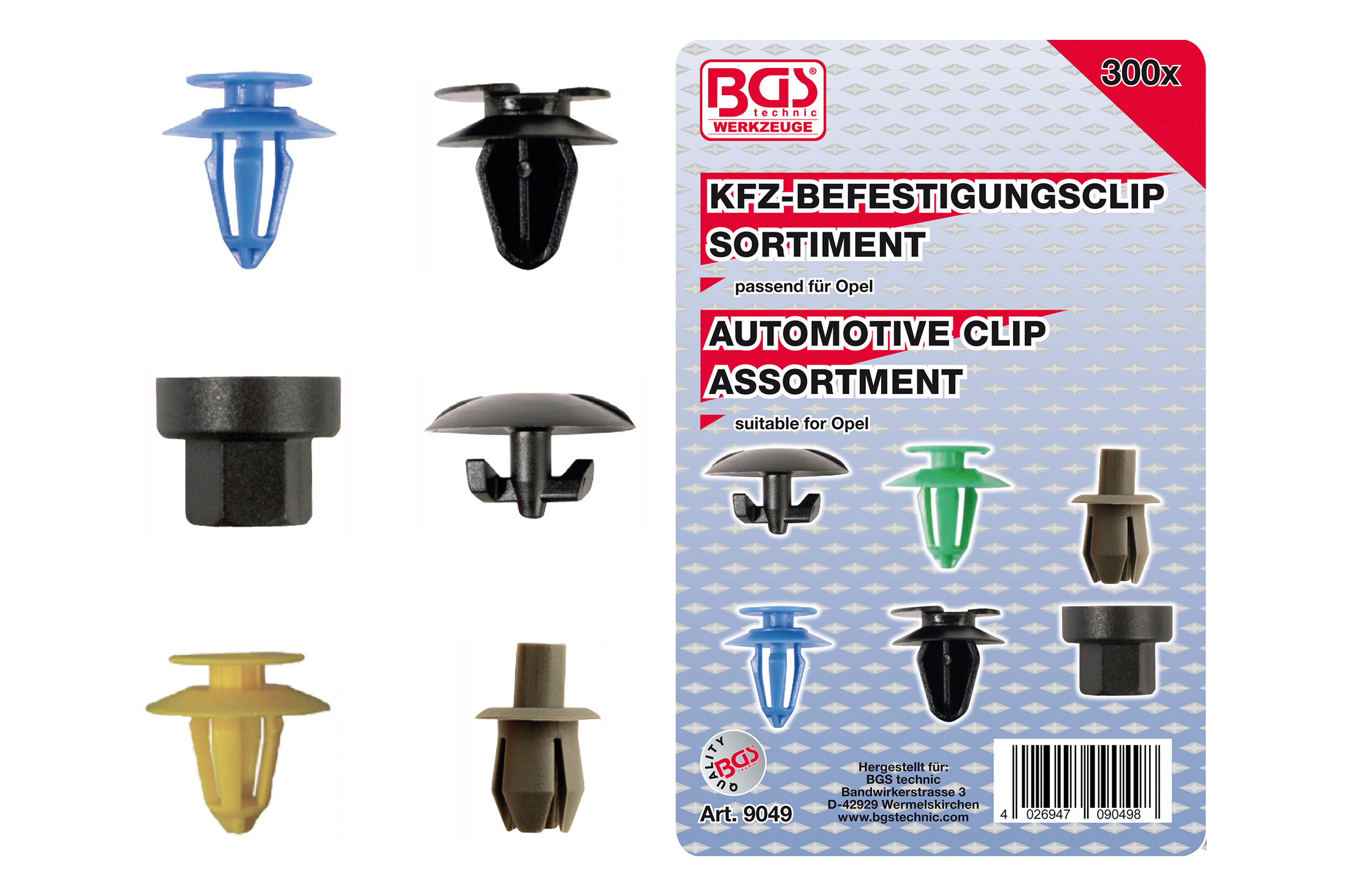 BGS technic Příchytky čalounění OPEL, 300 kusů - BGS 9049