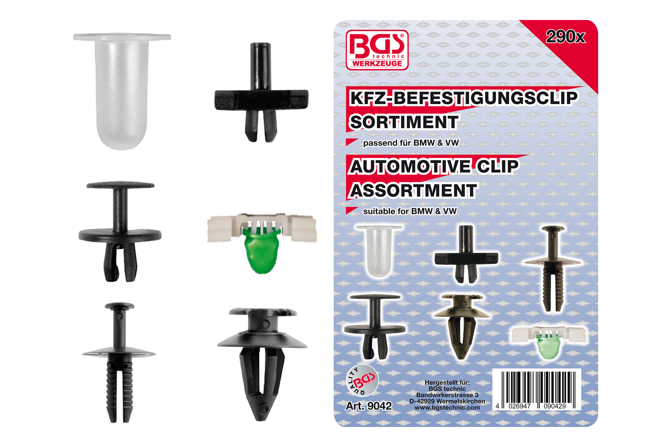 BGS technic Příchytky čalounění VW, BMW, 290 kusů - BGS 9042