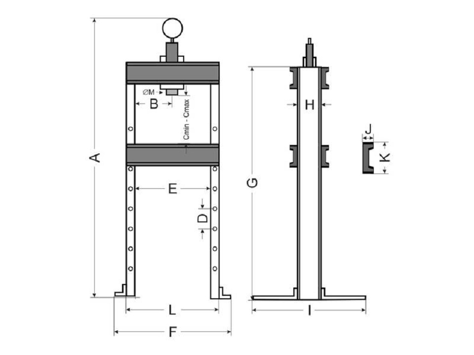 GEKO Hydraulický dílenský lis 20t, s manometrem (obrázek 8)