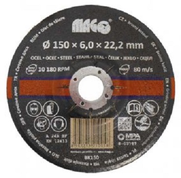 Kotouč brusný na kov 150 x 6 x 22,2 mm - MAGG BK150
