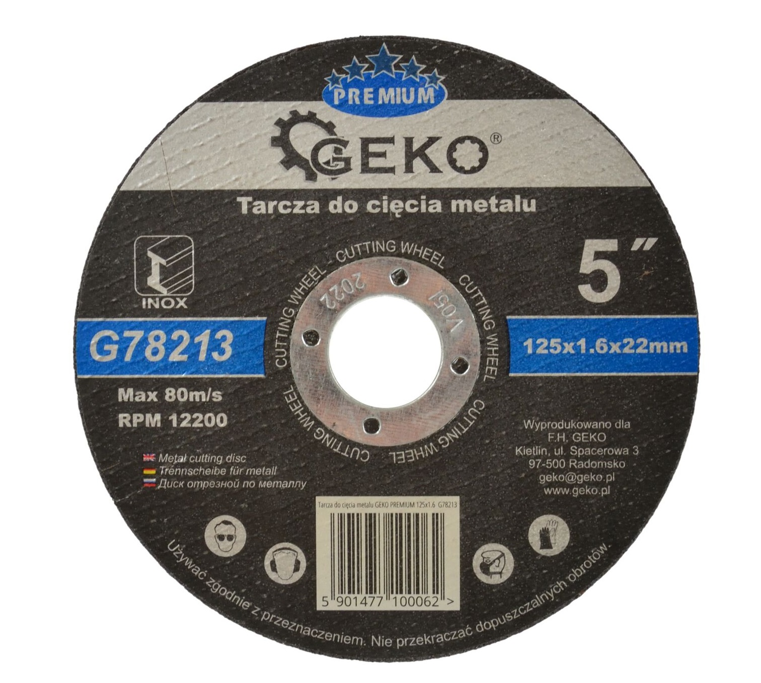 GEKO Řezný kotouč na ocel 125 x 1,6 x 22,23 mm INOX