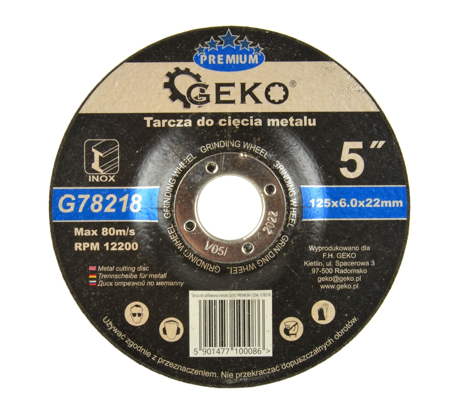 GEKO Brusný kotouč na ocel 125 x 6 x 22,23 mm INOX