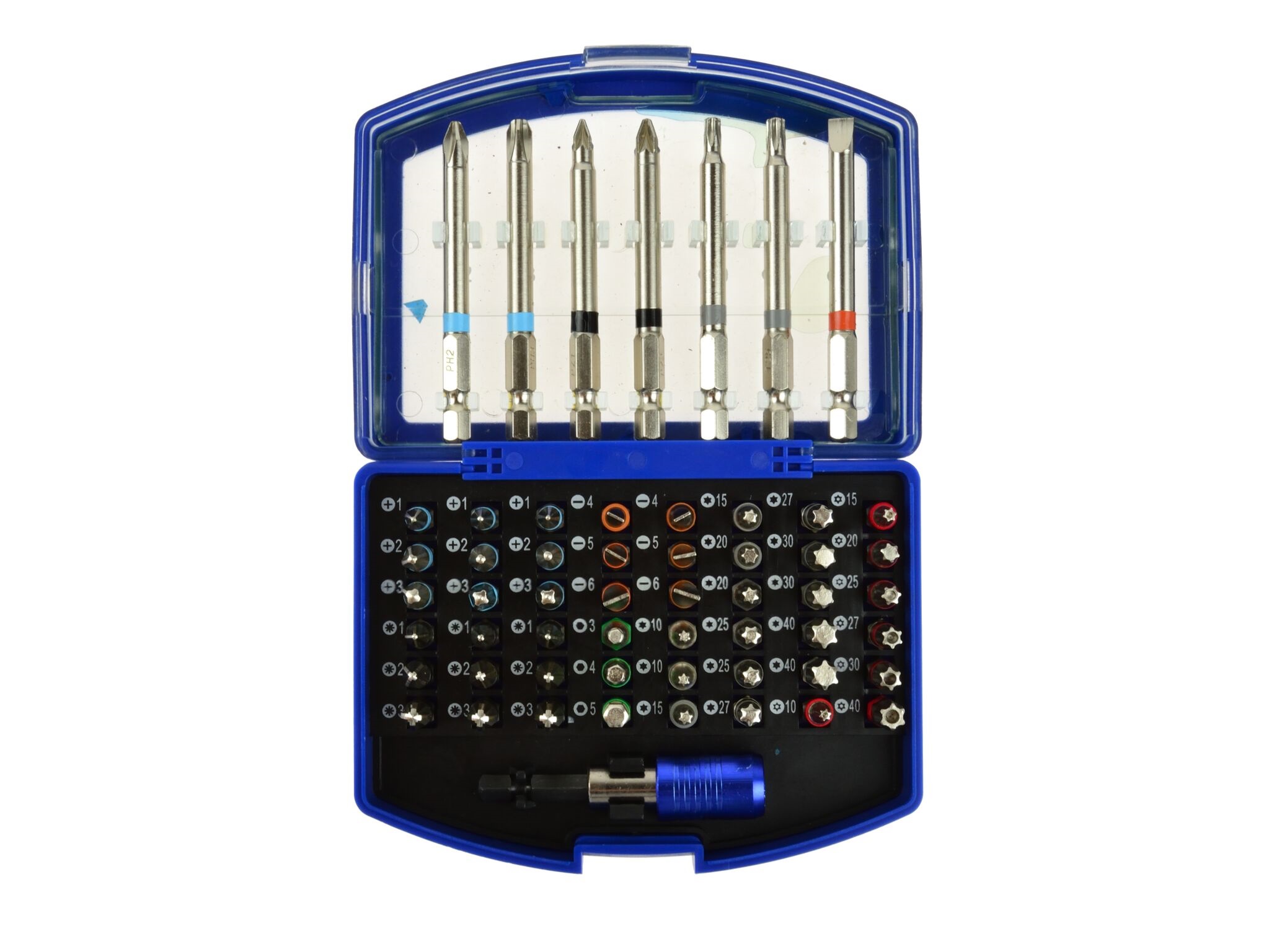 Sada skrutkovačových bitov - ploché, krížové, Imbus, Torx, 56 kusov