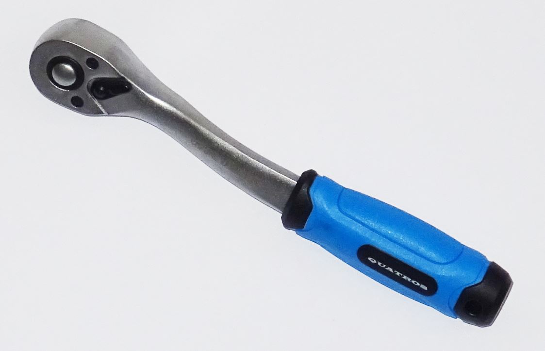 Ráčna 3/8", 72 zubů, s přepínací páčkou, vyhnutá, délka 200 mm - QUATROS QS50113