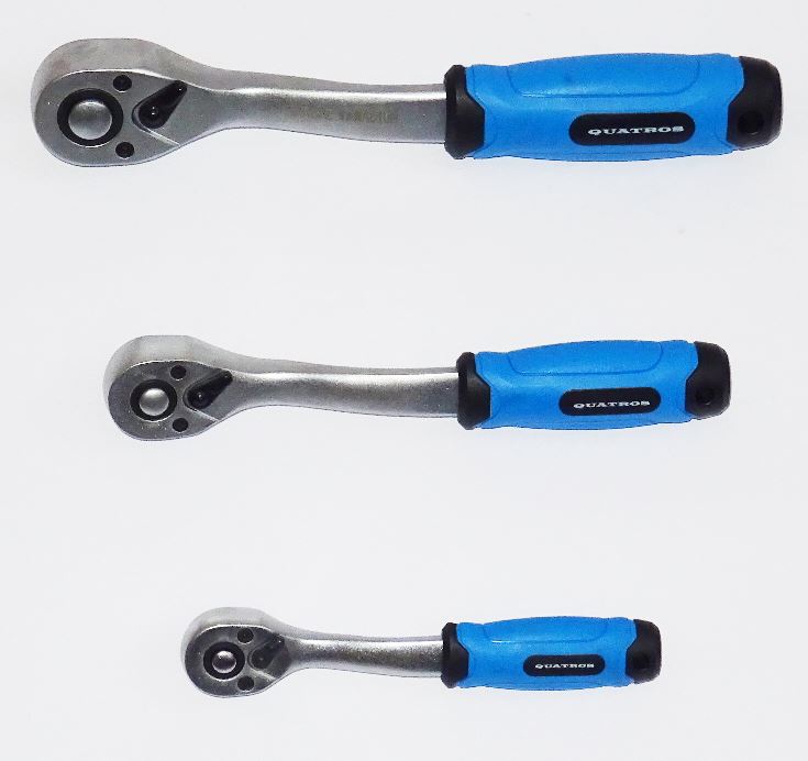 Ráčna 3/8", 72 zubů, s přepínací páčkou, vyhnutá, délka 200 mm - QUATROS QS50113