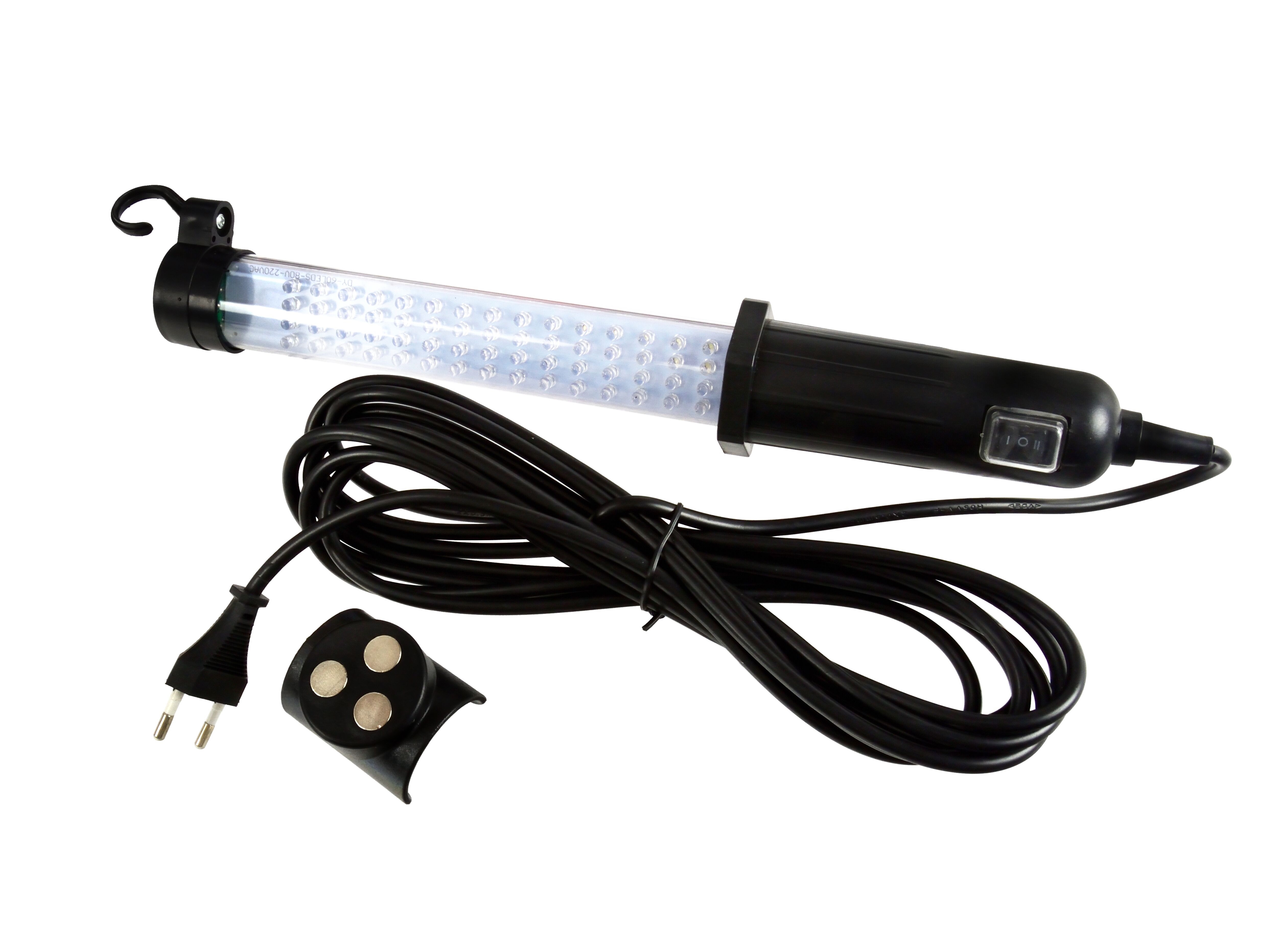 GEKO Montážní lampa LED, 60+9 diod, elektrická 230V, s hákem a magnety