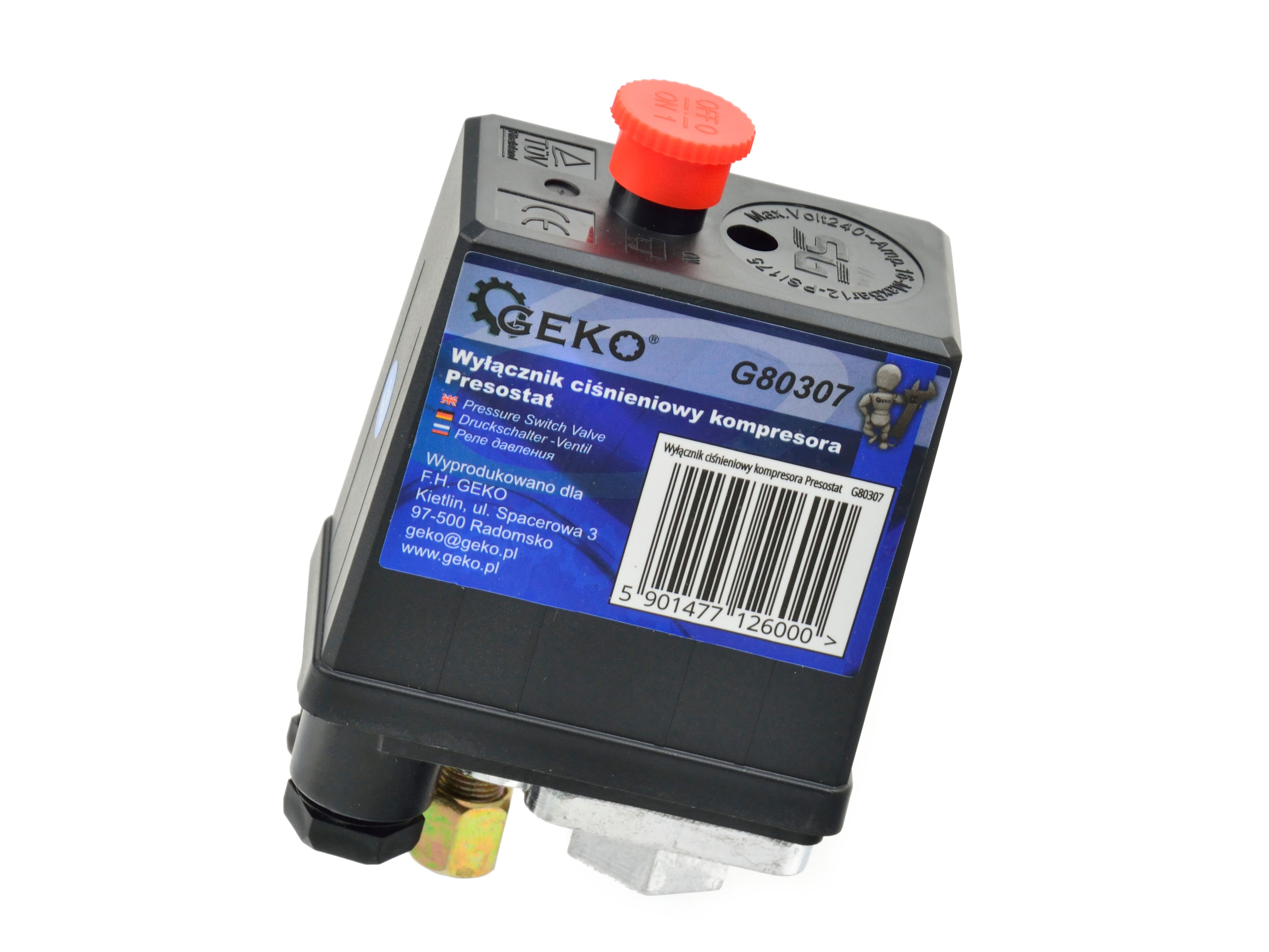 GEKO Tlakový spínač - presostat 240V, maximální tlak 12 bar