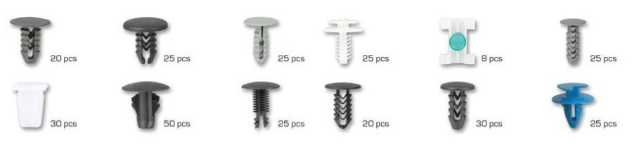 Příchytky čalounění pro interiér vozu Fiat, sada 308 ks - ASTA