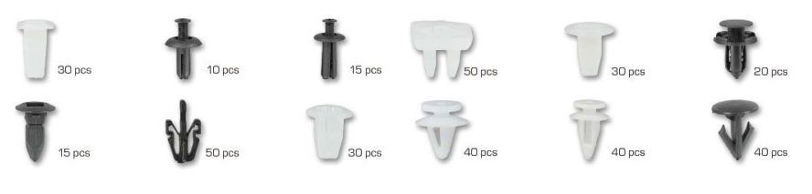 Příchytky čalounění pro interiér vozu Mitsubishi, sada 370 ks - ASTA