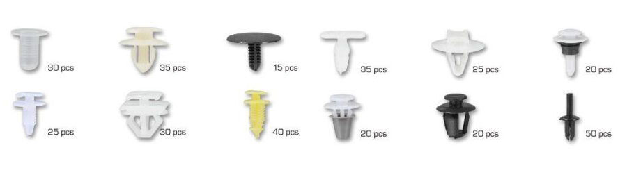 Příchytky čalounění pro interiér vozu Peugeot, sada 345 ks - ASTA