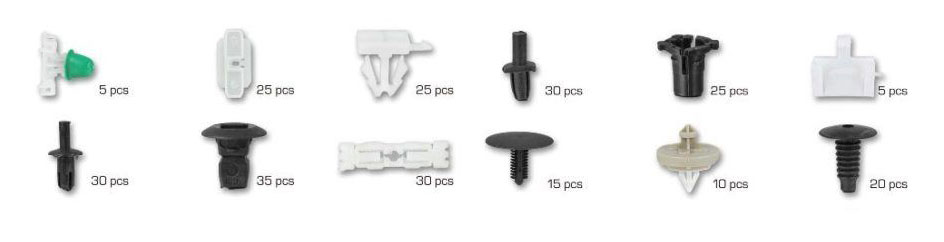 Příchytky čalounění pro interiér vozu Volkswagen, sada 255 ks - ASTA