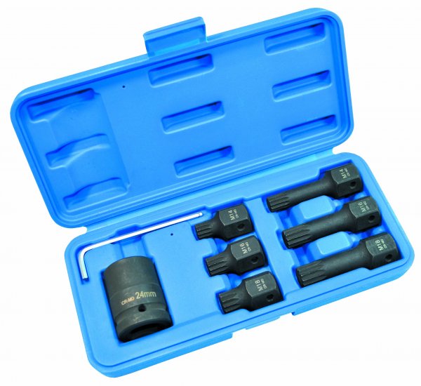 Úderové bity XZN 1/2”, vel. M14-M18, s adaptérem na 3/4”, sada 8 ks – ASTA