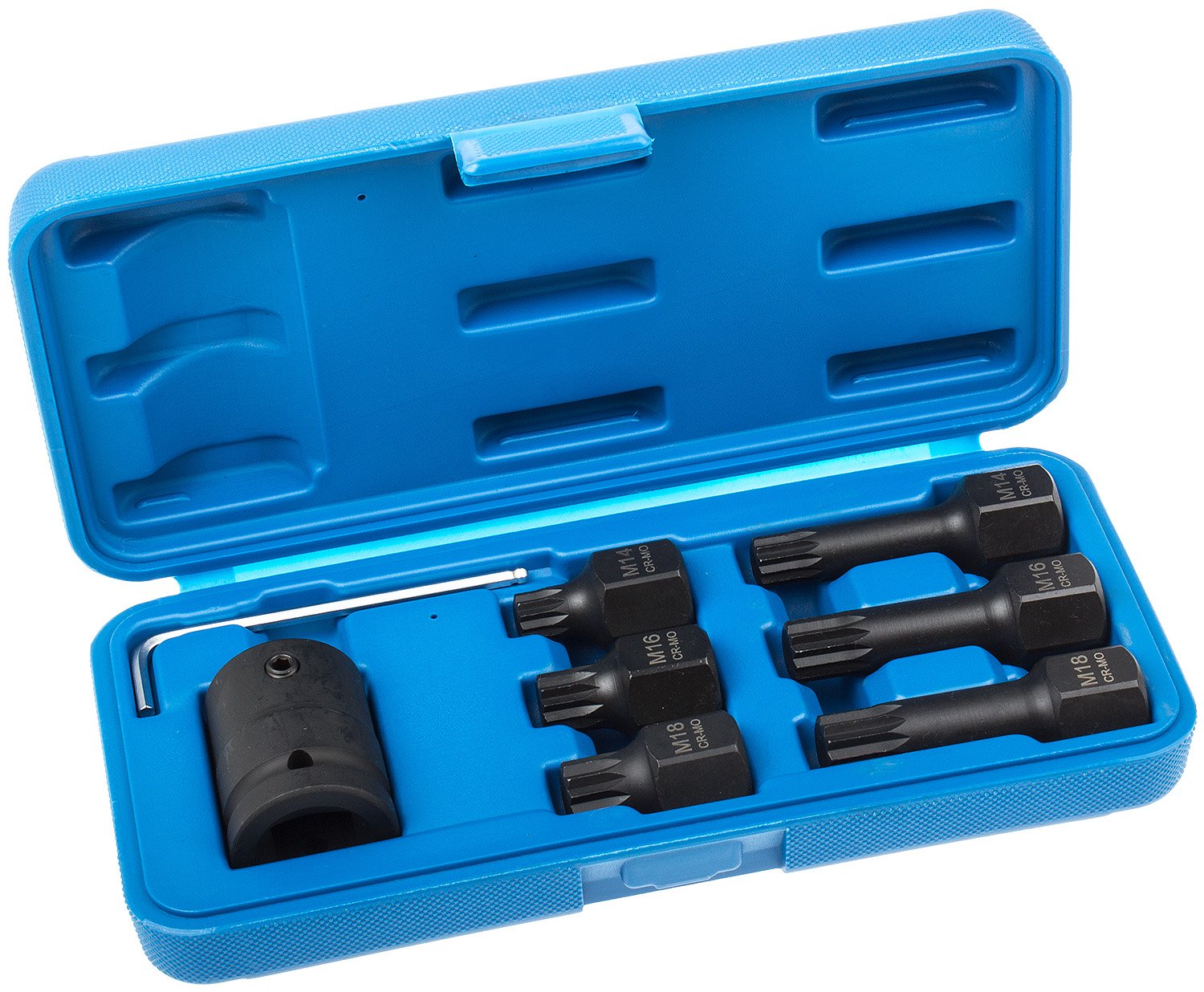 Úderové bity XZN 1/2”, vel. M14-M18, s adaptérem na 3/4”, sada 8 ks - ASTA
