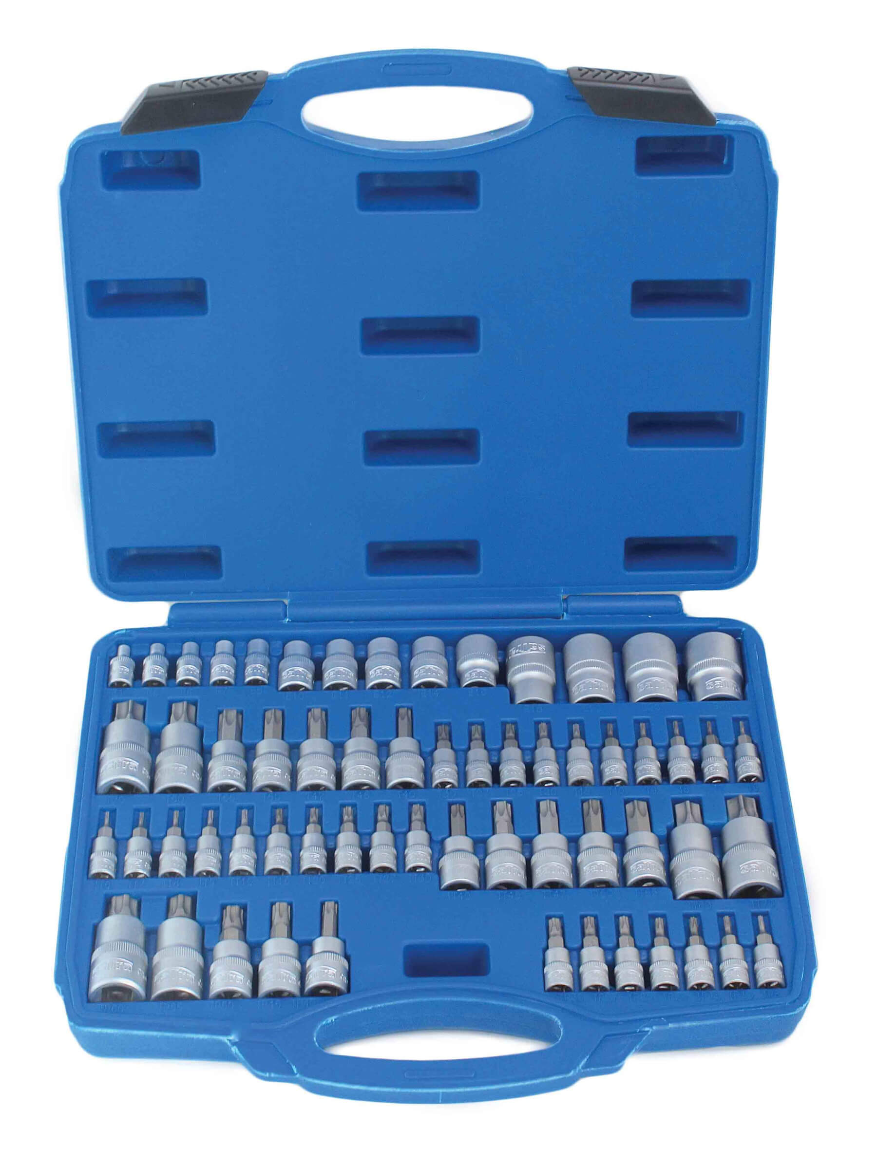 Nástrčné a zástrčné hlavice TORX, 1/4”, 3/8” a 1/2”, sada 60 ks - SATRA
