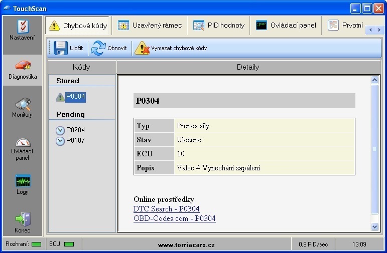 Diagnostika univerzální SC1 OBD2 USB + Touchscan CZ - SIXTOL