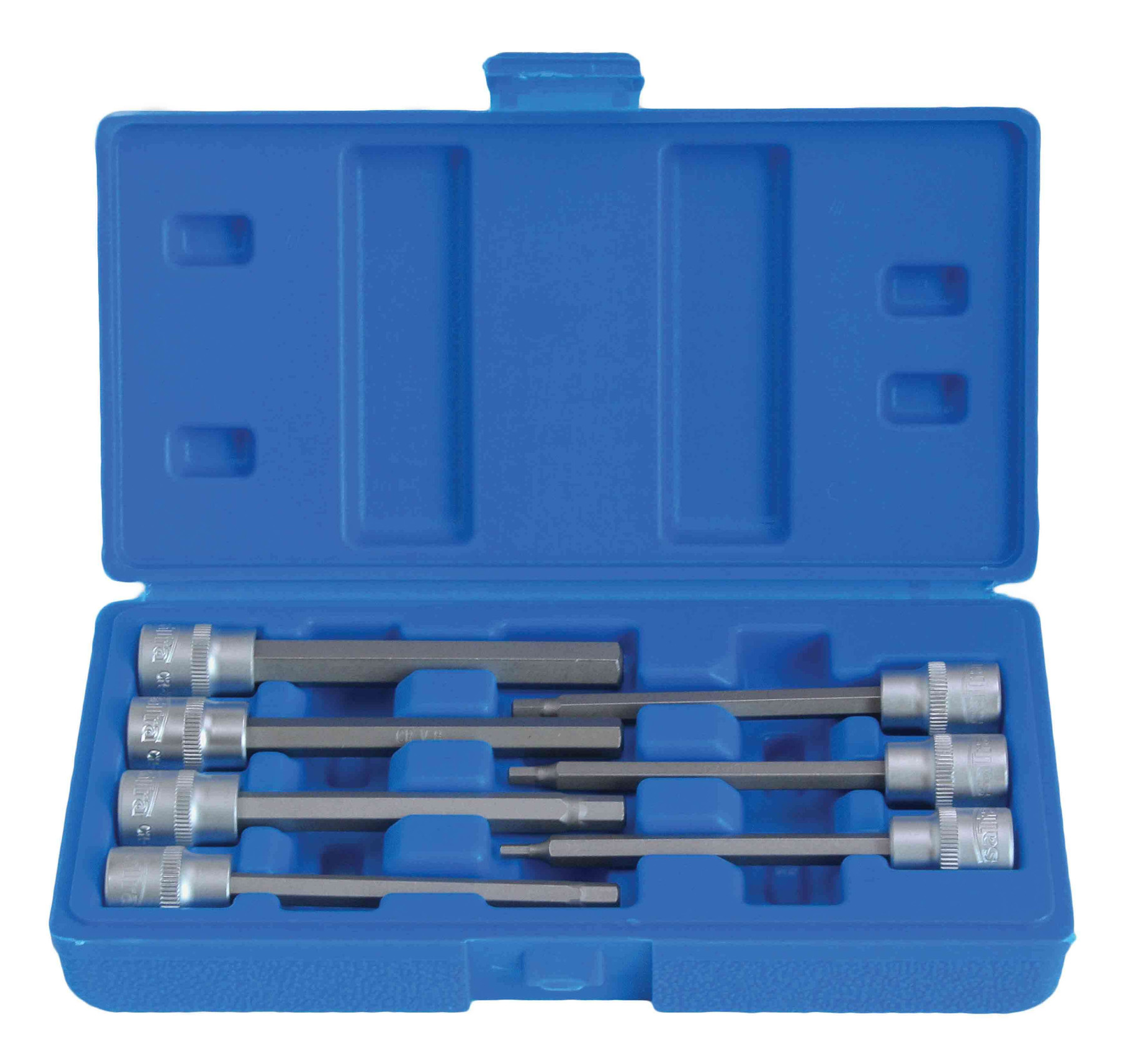 Zástrčné hlavice Imbus 3/8", rozměry H3 - H10, prodloužené 110 mm, sada 7 ks - SATRA