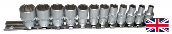 Nástrčné hlavice 12hranné palcové 3/8", 5/32" - 9/16", sada 12 ks na liště - ASTA