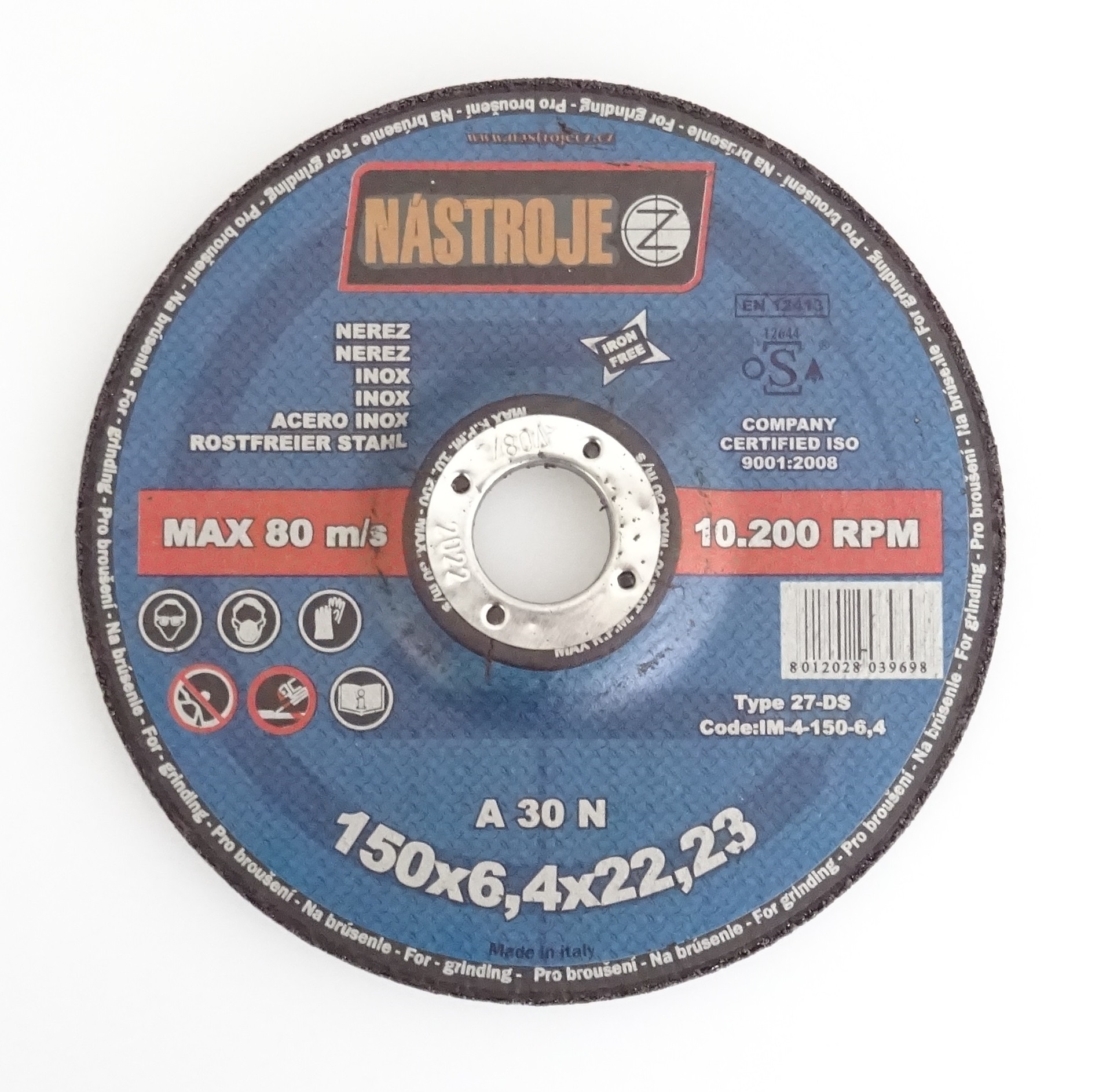 NÁSTROJE CZ Kotouč brusný 150 x 6,4 x 22 mm, na nerez