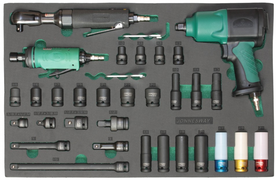 Modul - pneumatické nářadí a úderové hlavice 1/2", 31 ks - JONNESWAY JA-C831SV