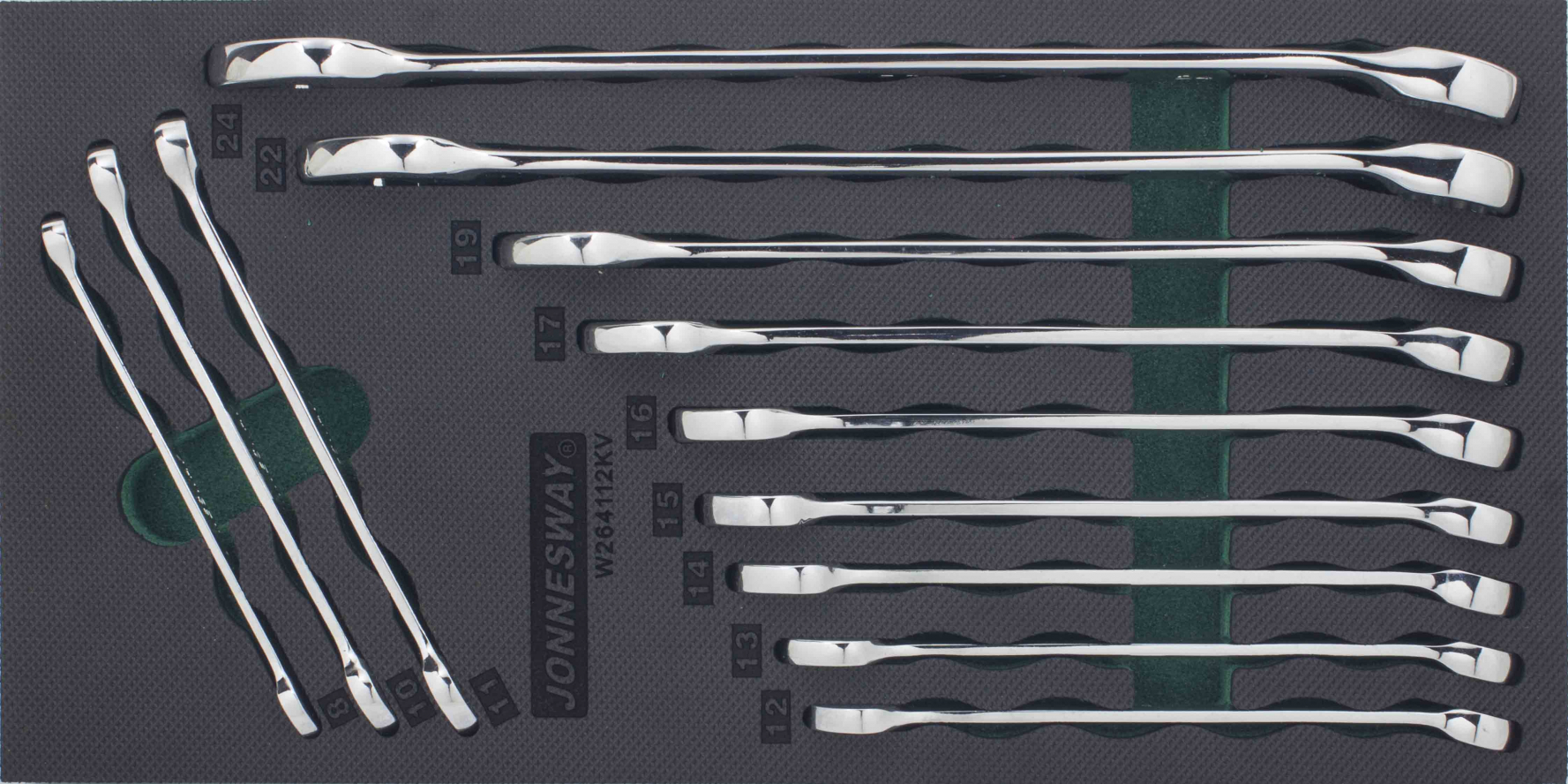 Modul pěnový - očkoploché klíče prodloužené 8 - 24 mm, sada 12 ks - JONNESWAY W264112KV