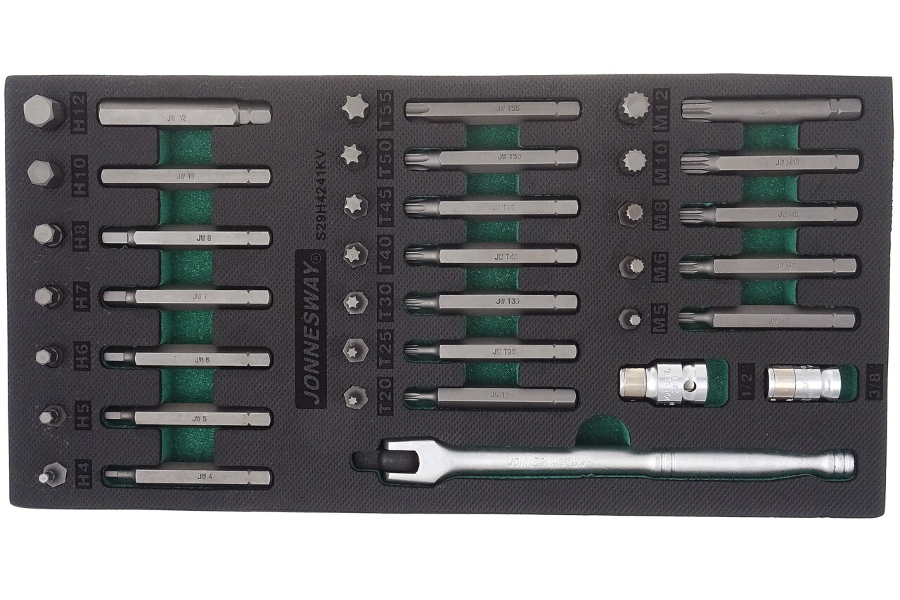 Modul pěnový - bity Imbus, TORX a XZN, sada 41 ks - JONNESWAY S29H4241KV