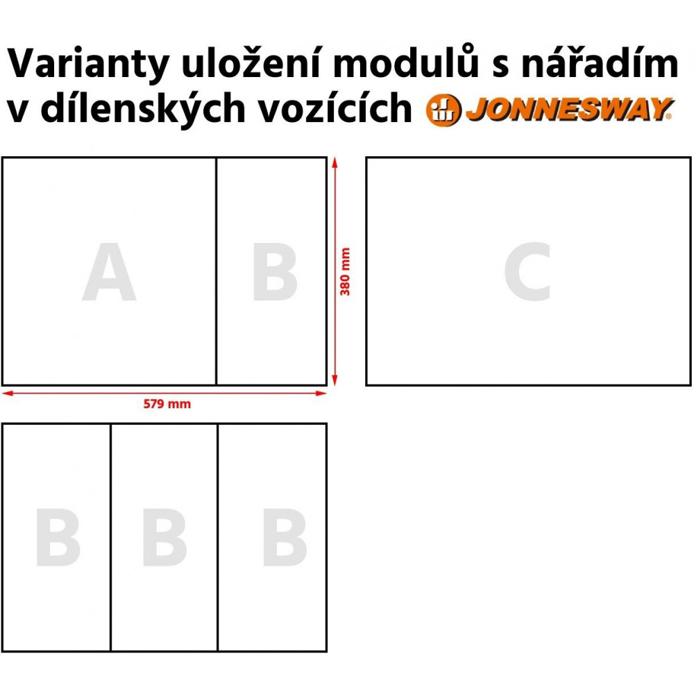 Modul pěnový - kladivo, sekáče, vyrážeče a důlčík, sada 13 dílů - JONNESWAY M09113KV