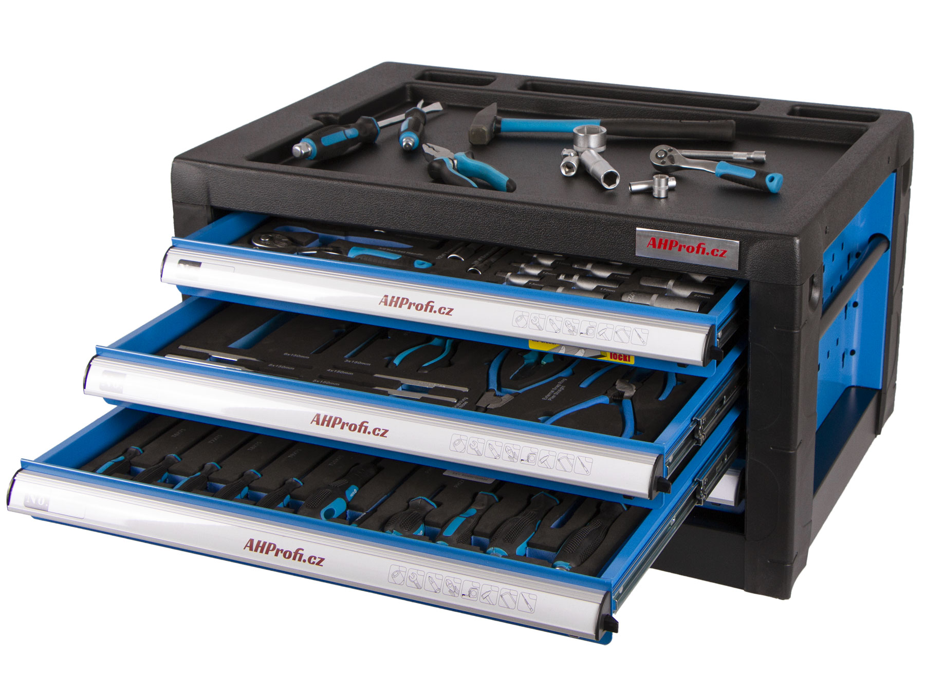 Přenosná skříňka na nářadí 690 x 460 x 405 mm,  4 zásuvky, nevybavená