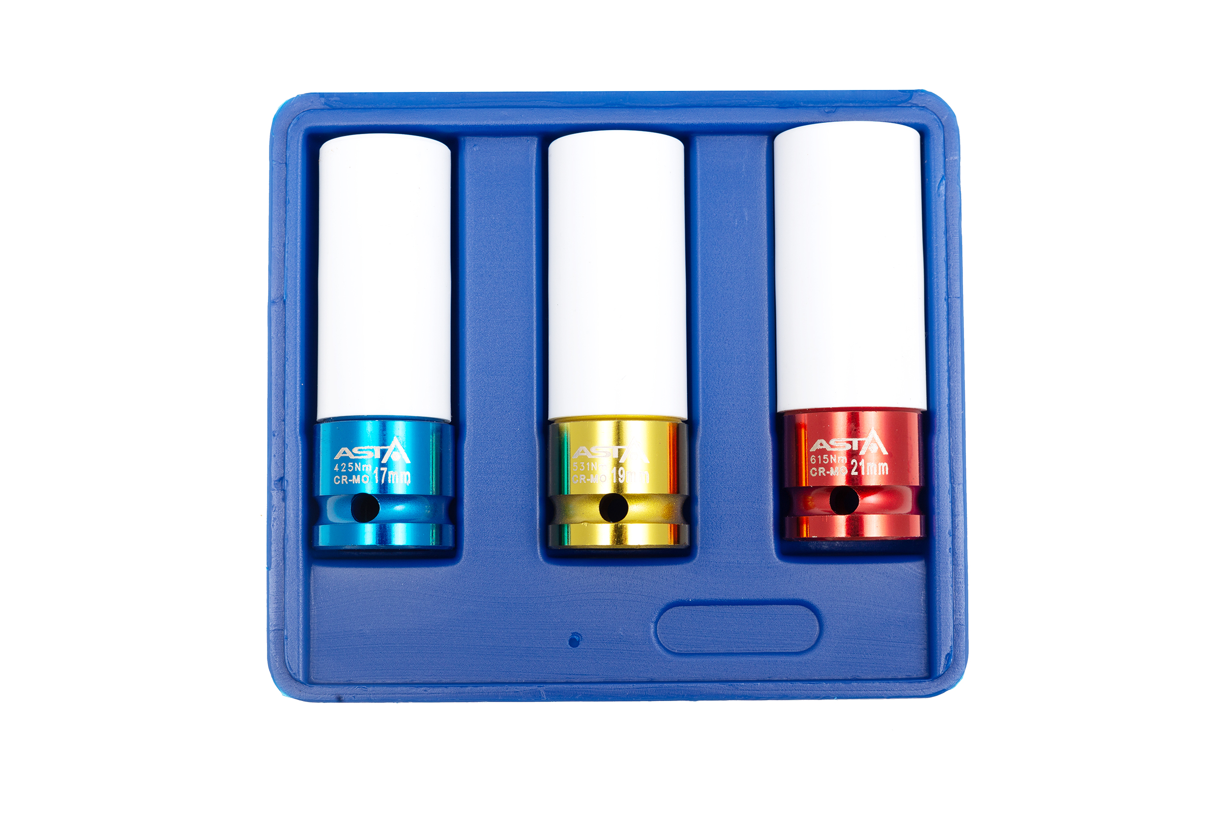 Úderové hlavice 1/2", 17 - 21 mm, s krytkou na ALU kola, sada 3 ks - ASTA