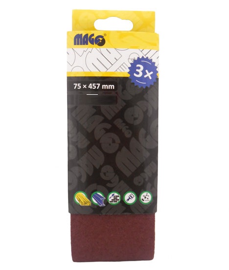 Brúsny pás A60, 75 x 457 mm, súprava 3 ks - MAGG 020002