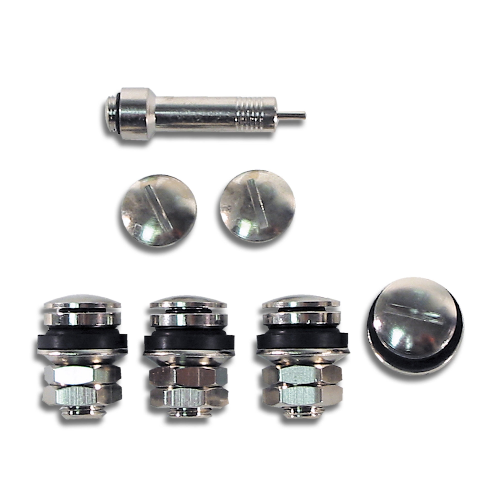 Bezdušové ventily skryté, kovové, pro otvor 11.3 mm, sada 4 ks s adaptérem