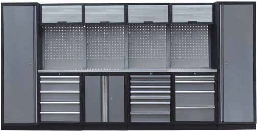 Sestava dílenského nábytku Procarosa PROFI L-I Pracovní deska: nerezová