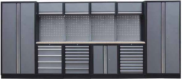 Sestava dílenského nábytku Procarosa PROFI L-III Pracovní deska: dřevěná