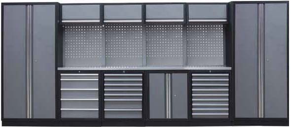 Sestava dílenského nábytku Procarosa PROFI L-III Pracovní deska: nerezová