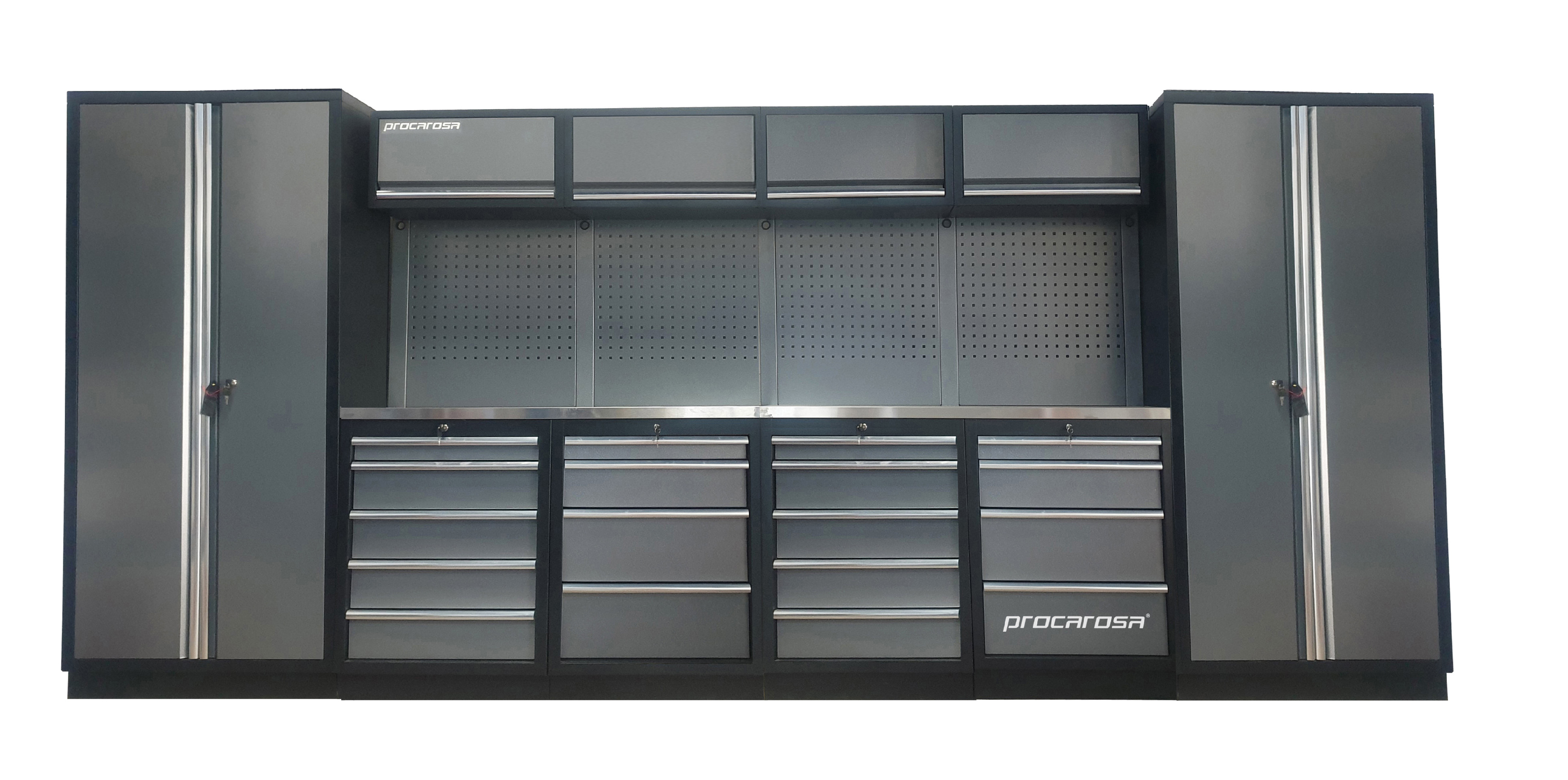 Sestava dílenského nábytku Procarosa PROFESSIONAL XXL-7 Pracovní deska: nerezová