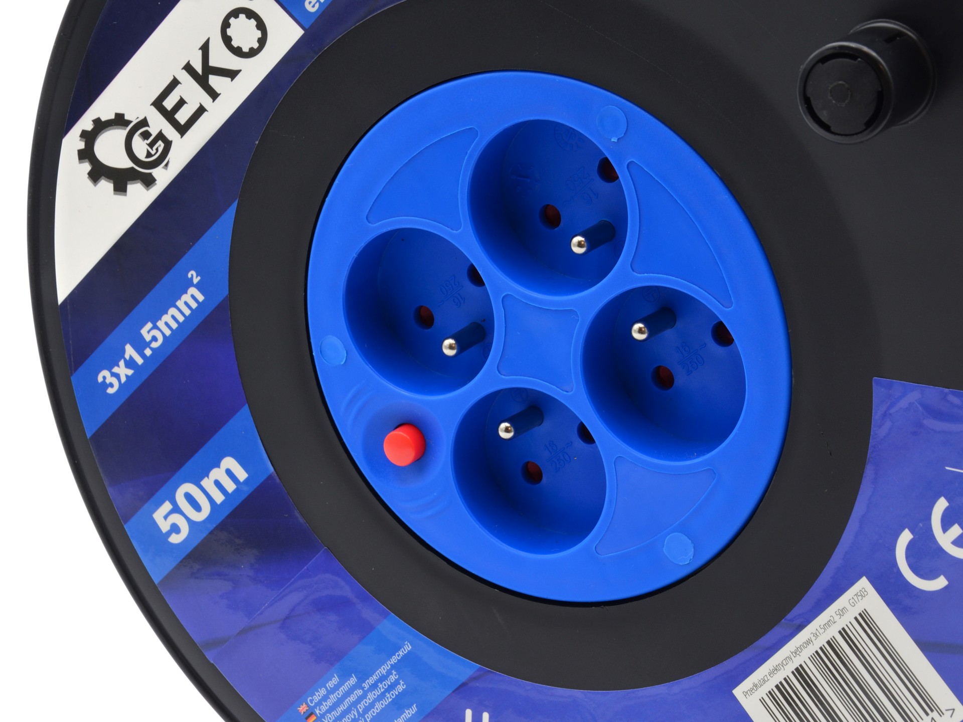 GEKO Prodlužovací kabel 3 x 1.5 mm2, buben 50 m, 4 zásuvky - Obrázek 3