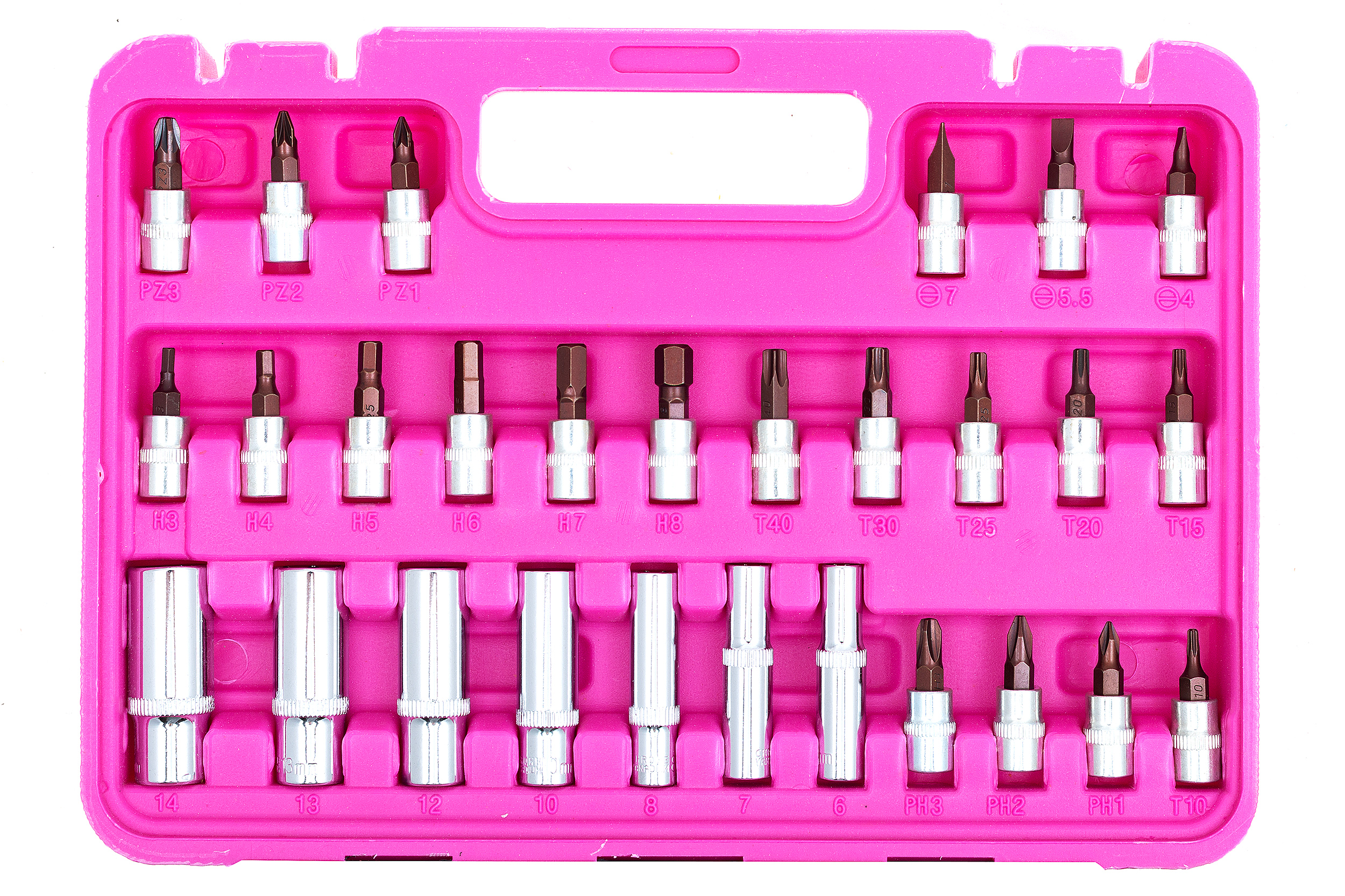 LADY - gola sada 1/4" PINK, 53 dílů - SIXTOL
