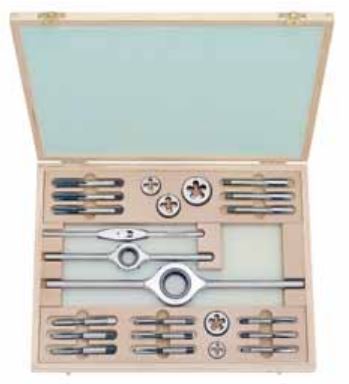 Závitníky a závitová očka UNC 1/4"-20 – UNC 1/2"-13, sada 23 dílů - Bučovice Tools