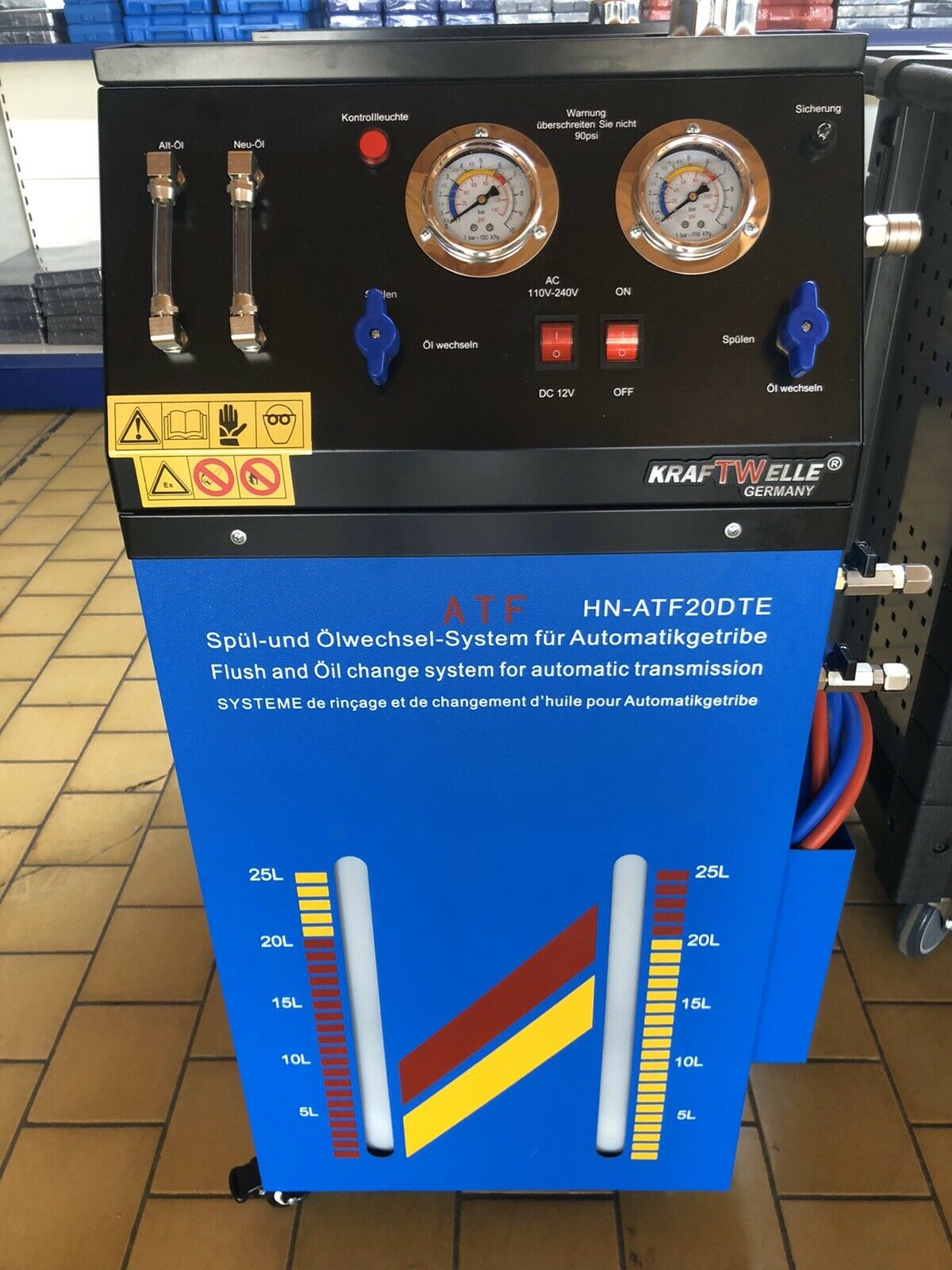 Pneumatická plnička oleje ATF pro automatické převodovky, sada 23 adaptérů