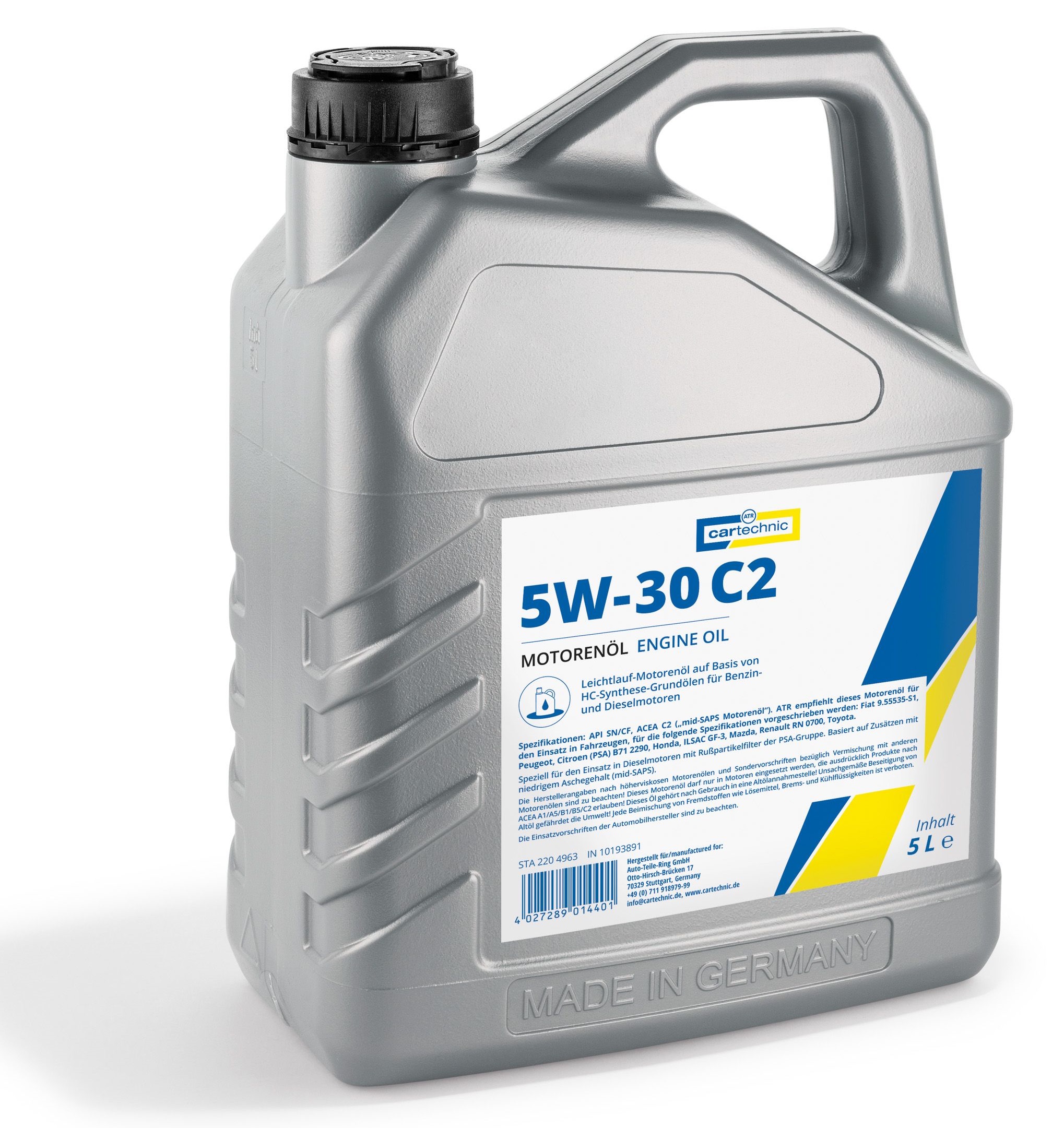 Motorový olej 5W-30 C2, pro koncern PSA, různé objemy - Cartechnic