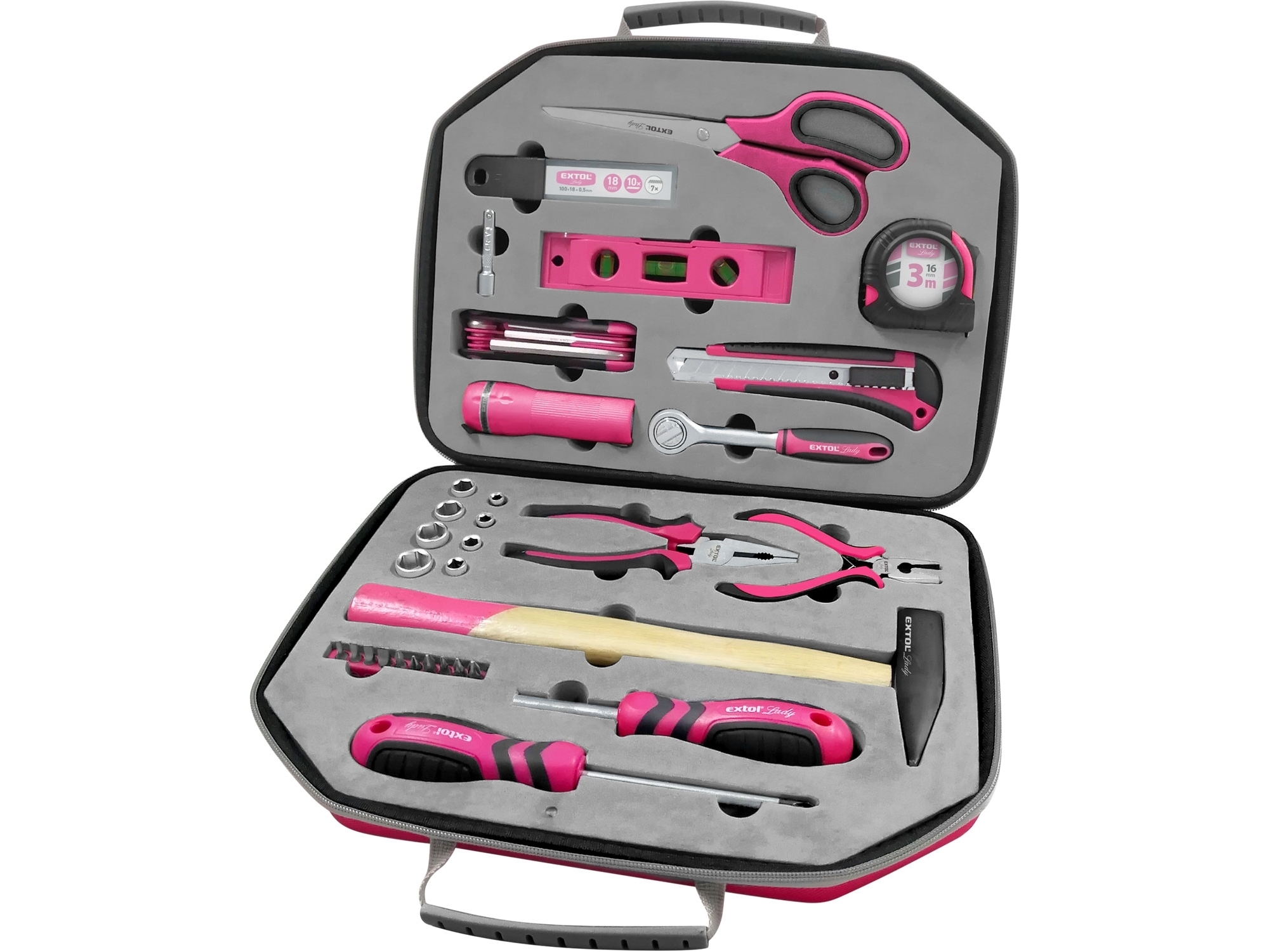 Lady sada nářadí, růžová, 47 kusů - EXTOL LADY
