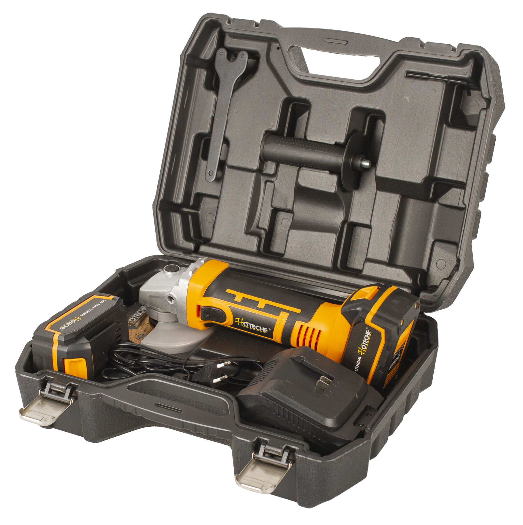 Aku úhlová bruska 115 mm, 20 V Li-Ion, 2 baterie 4000 mAh - HOTECHE