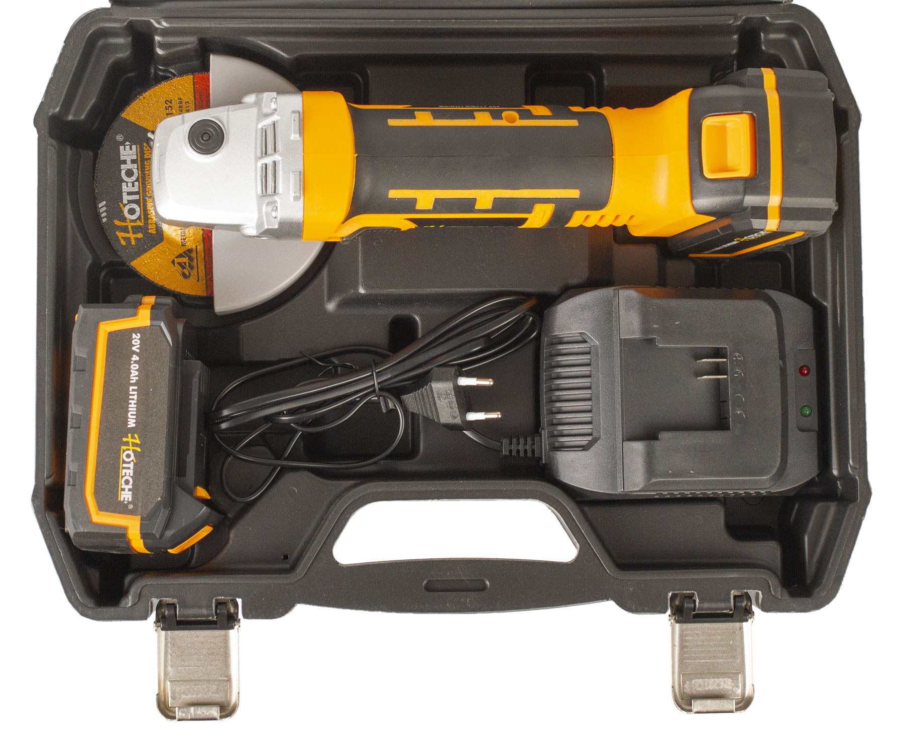 Aku úhlová bruska 115 mm, 20 V Li-Ion, 2 baterie 4000 mAh - HOTECHE