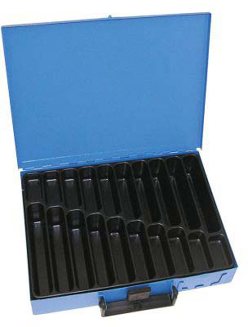 Kufr na spotřební materiál 330x230x50 mm, 20 přihrádek, plechový