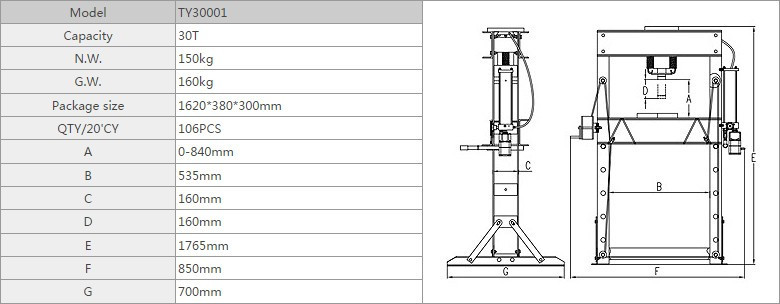 Hydraulický lis 30 t, s manometrem