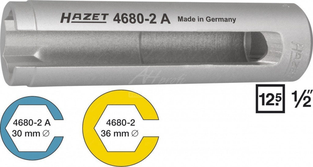 Hlavice - klíč na lambda sondy 22 mm, čtyřhran 1/2", dlouhá 92 mm - HAZET 4680-1