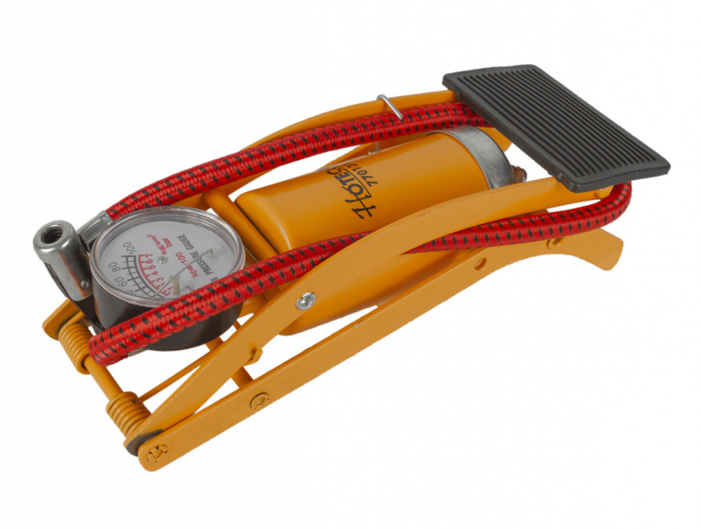 Nožní pumpa s manometrem, husticí adaptéry – HOTECHE